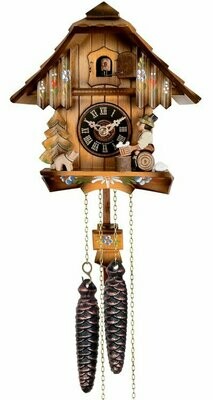 9" One Day Chalet Style Cuckoo Clock with Beer Drinker Raising His Mug