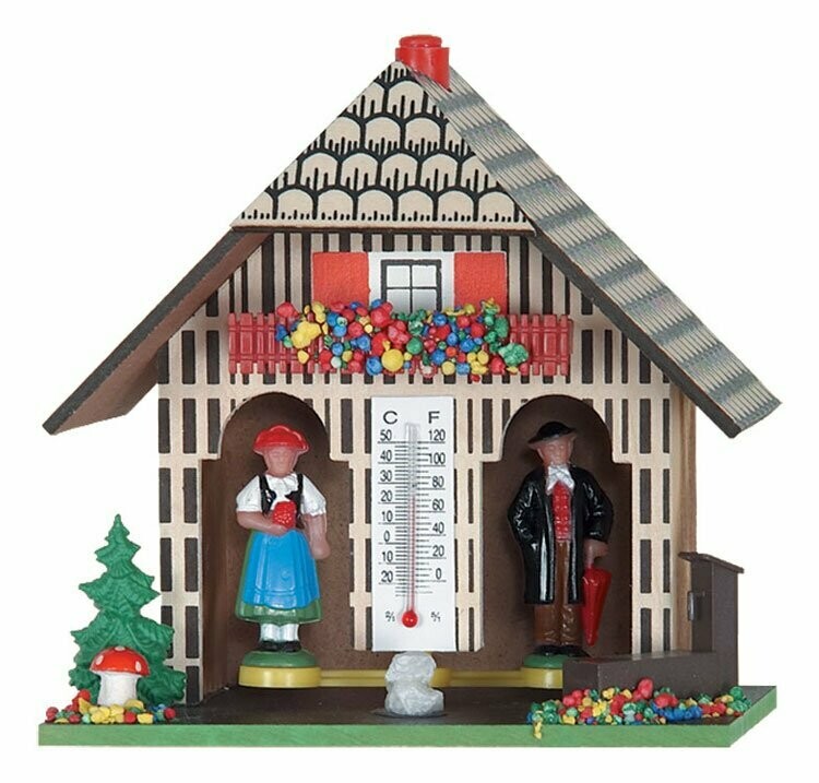 5" German Weatherhouse with Man and Woman, Tree, and Mushroom