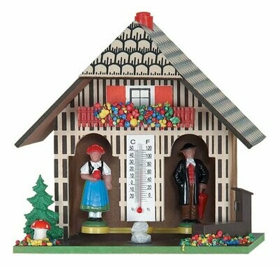5" German Weatherhouse with Man and Woman, Tree, and Mushroom