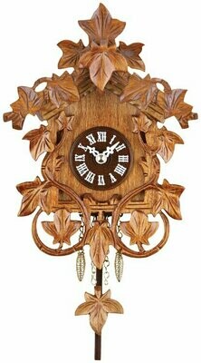 8" Quartz Clock with Hand-carved Vines & Leaves - Cuckoo Chime