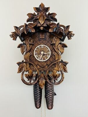 16" Eight Day Cuckoo Clock with Hand-carved Vines and Leaves