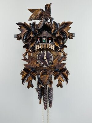 16" One Day Hand-carved Musical Cuckoo Clock with Dancers and Animated Birds