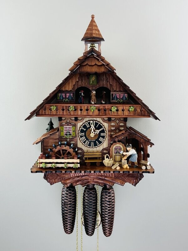18" Eight Day Musical Cuckoo Clock with Woodchopper and Waterwheel