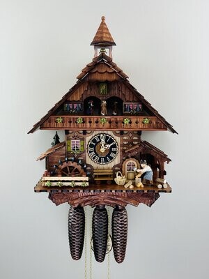 18" Eight Day Musical Cuckoo Clock with Woodchopper and Waterwheel