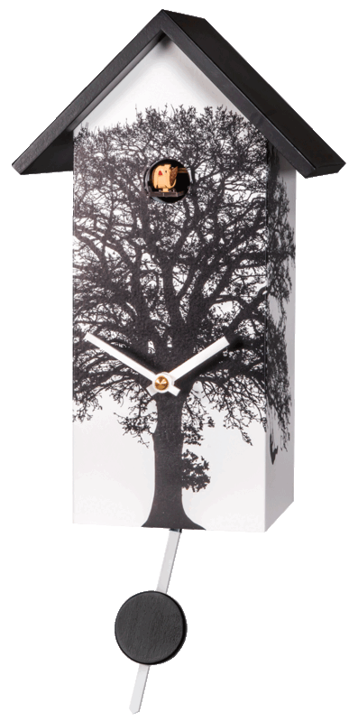 11" Birdhouse in White Featuring Painted Tree w/ Swinging Kids