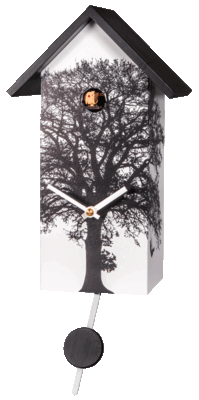 11" Birdhouse in White Featuring Painted Tree w/ Swinging Kids