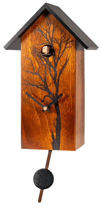 11" Birdhouse in Natural Wood Featuring Painted Tree