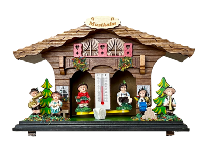 6" Traditional German Weatherhouse with Oompah Band and Thermometer