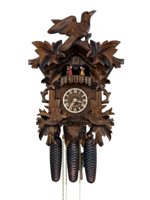 16" Eight Day Musical Cuckoo Clock with Dancers - Moving Birds Feed Bird Nest