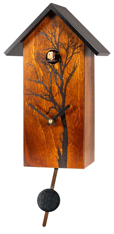 11" Birdhouse in Natural Wood Featuring Painted Tree