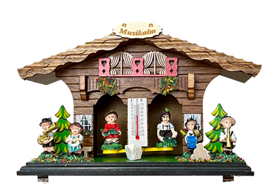 6" Traditional German Weatherhouse with Oompah Band and Thermometer