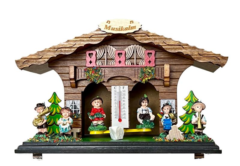 6" Traditional German Weatherhouse with Oompah Band and Thermometer