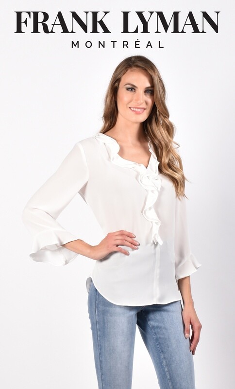 Frank Lyman Off White Ruffle Blouse Size 18