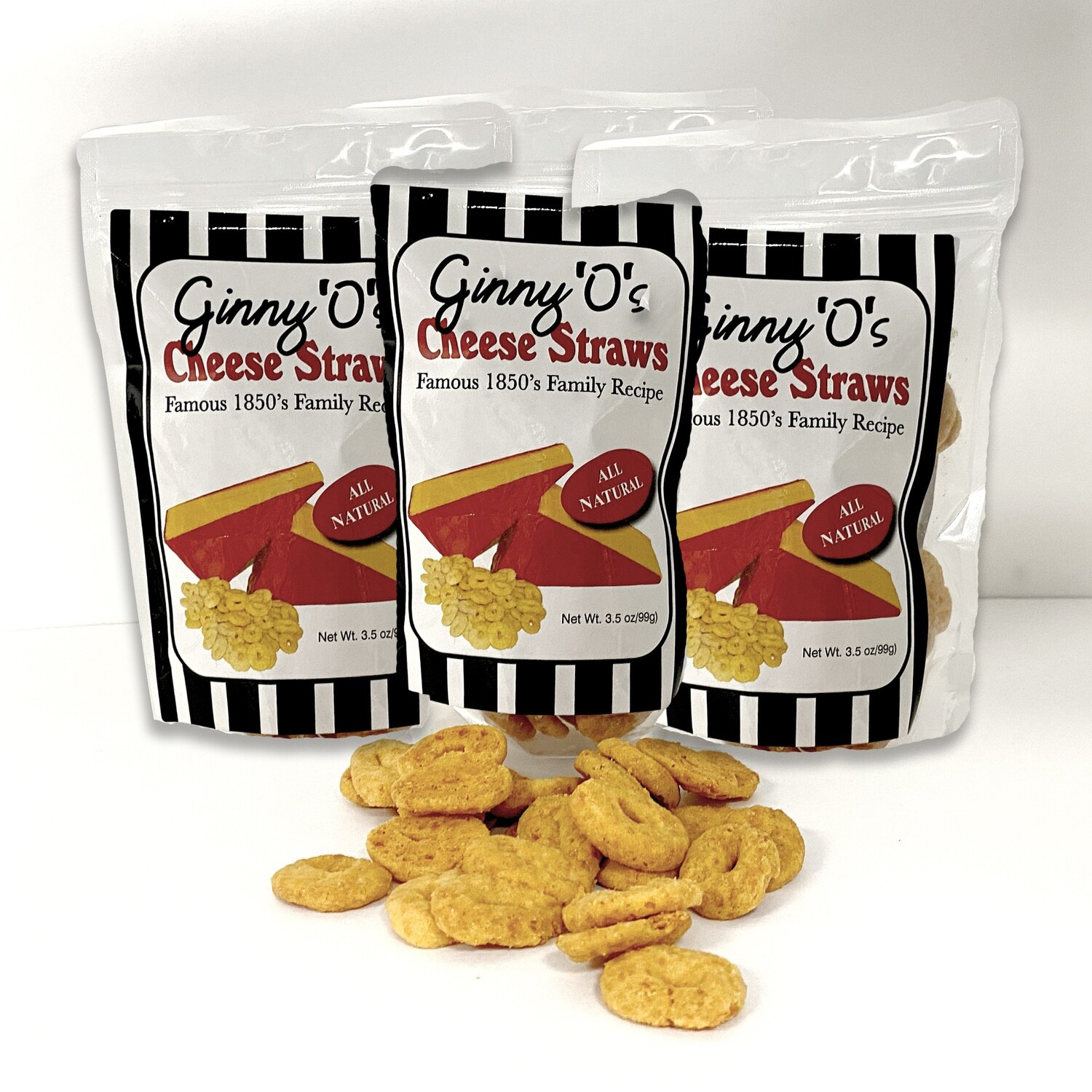 3 Packages of 3.5 oz. Original Ginny O’s Cheese Straws