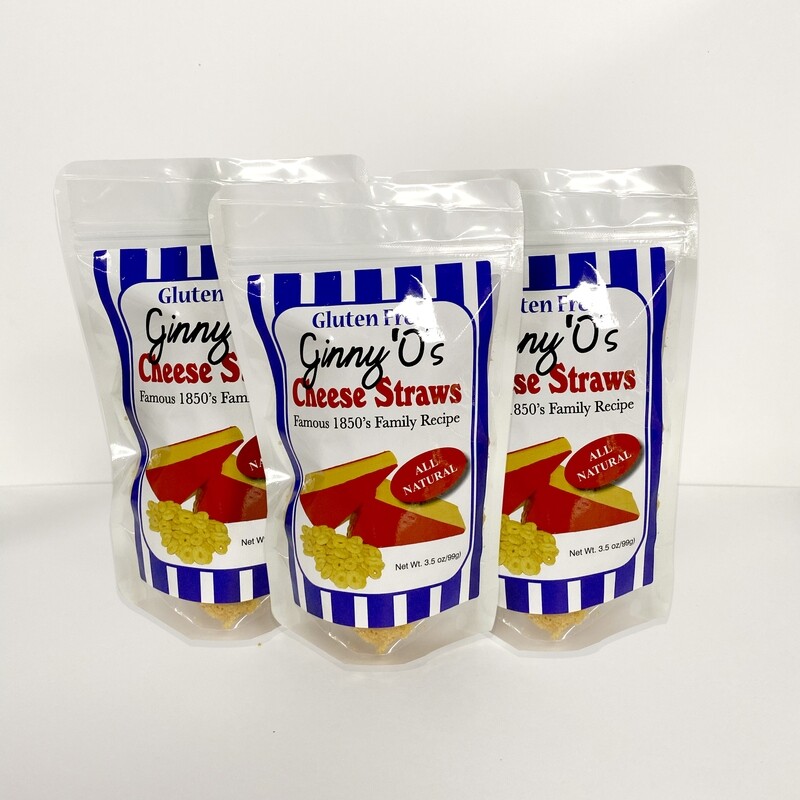 3 Packages of 3.5 oz. Gluten Free Ginny O’s Cheese Straws