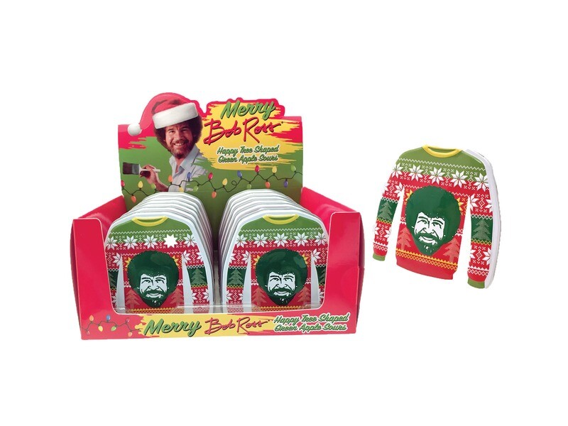 Bob Ross Ugly Sweater Happy Tree Shaped Green Apple Sours