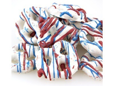 Red, White &amp; Blue Frosted Pretzels