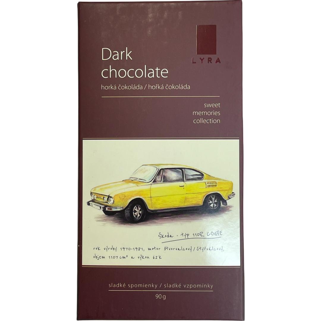 Lyra Chocolate Bars from Slovakia - Dark Chocolate - Skoda 110 Rapid Coupe