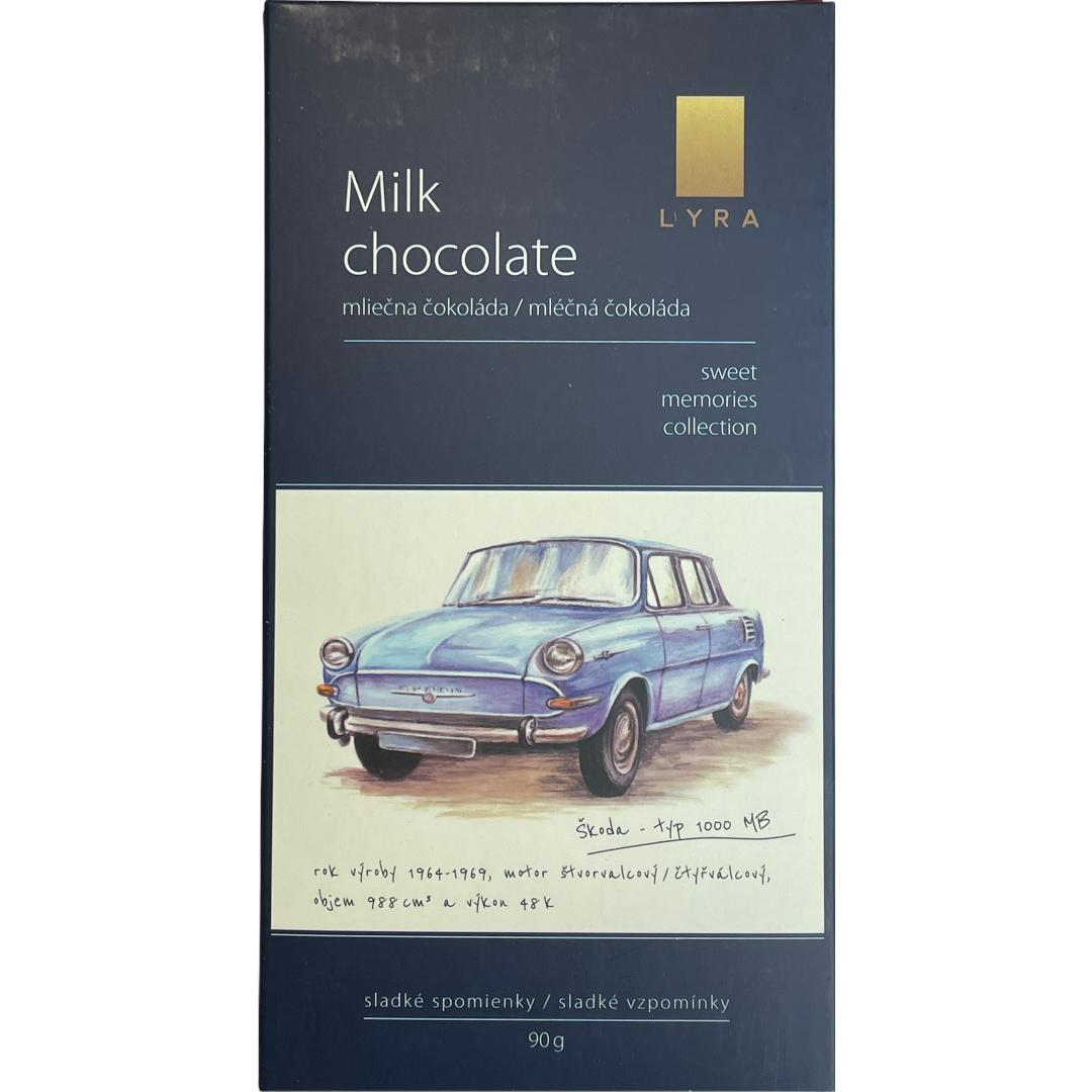 Lyra Chocolate Bars from Slovakia - Milk Chocolate - Skoda 1000 MB