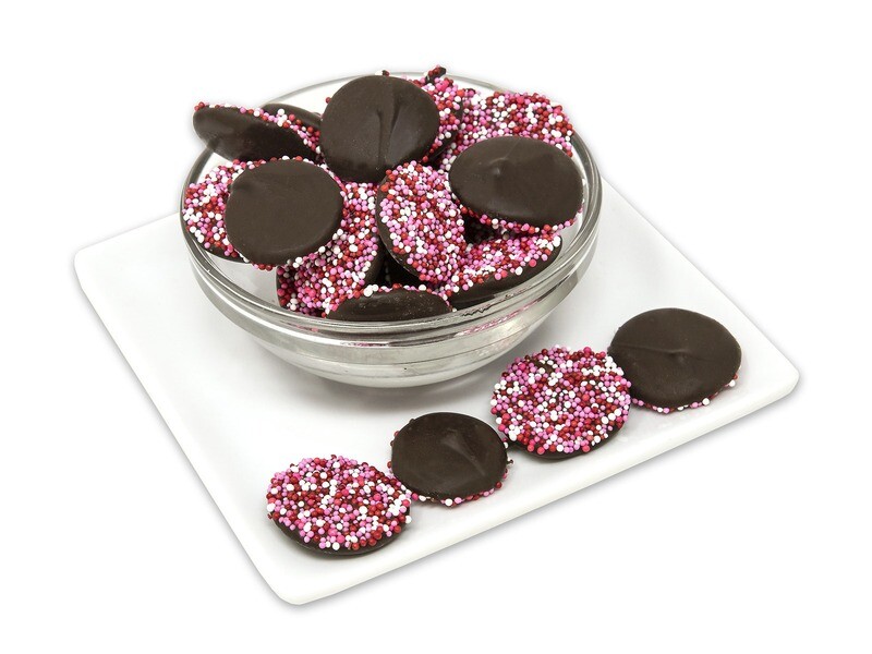 Red &amp; White Dark Chocolate Nonpareils