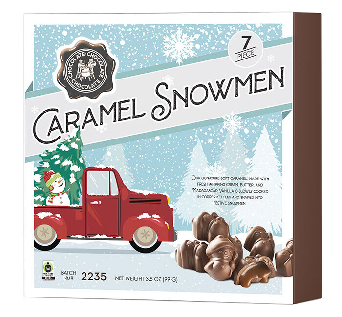 Milk Chocolate Caramel Snowmen - 7 Piece Gift Box
