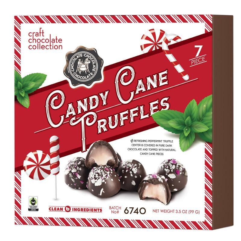 Craft Chocolate Candy Cane Truffles - Seven Piece Gift Box