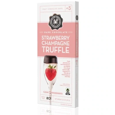 Craft Chocolate Dark Chocolate Strawberry Champagne Truffle Bars