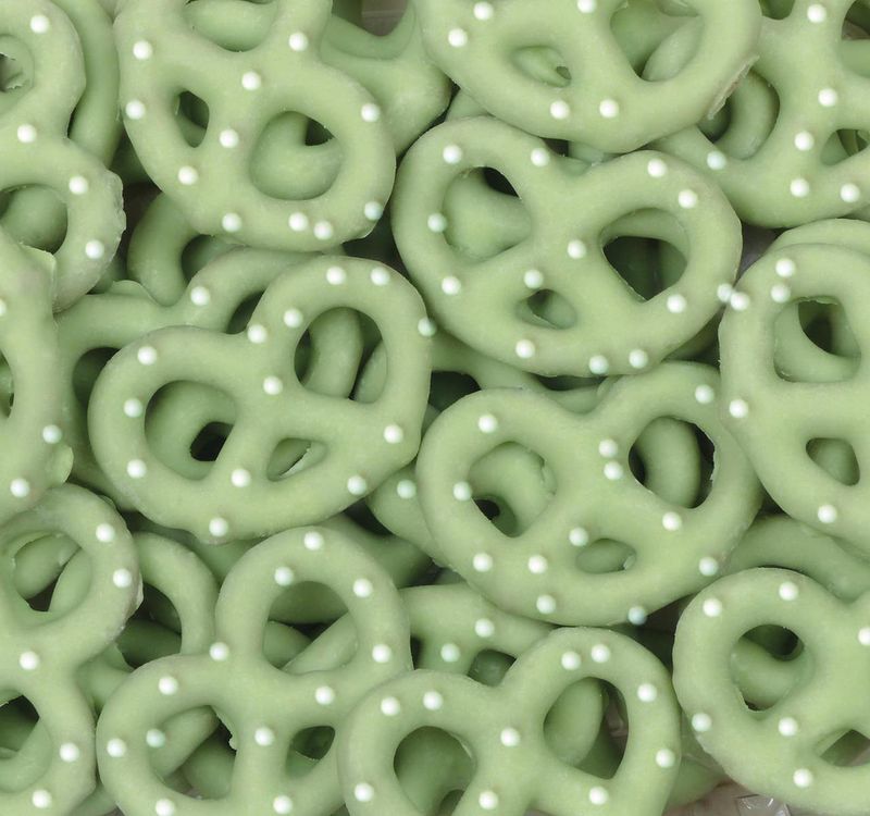 Key Lime Frosted Pretzels with Nonpareils