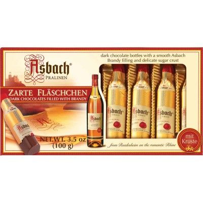 Asbach Dark Chocolate Brandy Bottles with Sugar Crust - 8 Pack
