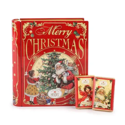 Heidel Nostalgic Christmas Book Tin with Milk Chocolate Bars