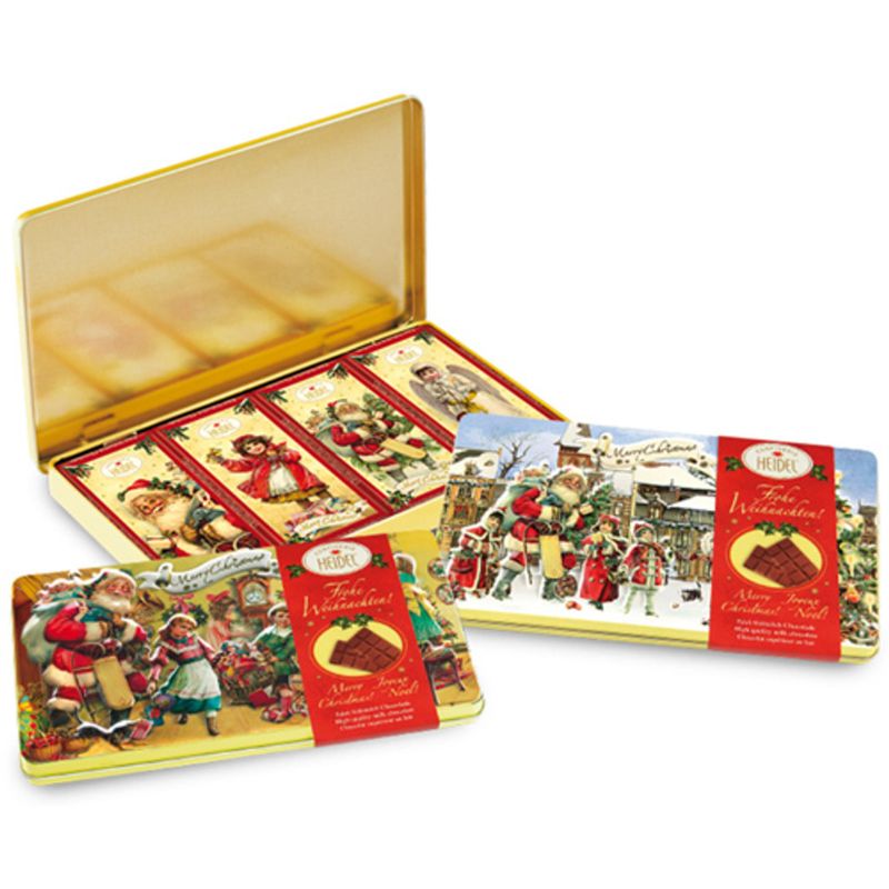 Heidel Nostalgic Christmas Tin with Assorted Milk Chocolate Bars