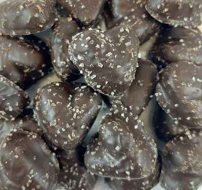 Dark Chocolate Caramel Hearts with Sea Salt