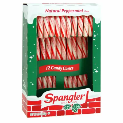 Spangler Natural Peppermint Candy Canes - Box of 12