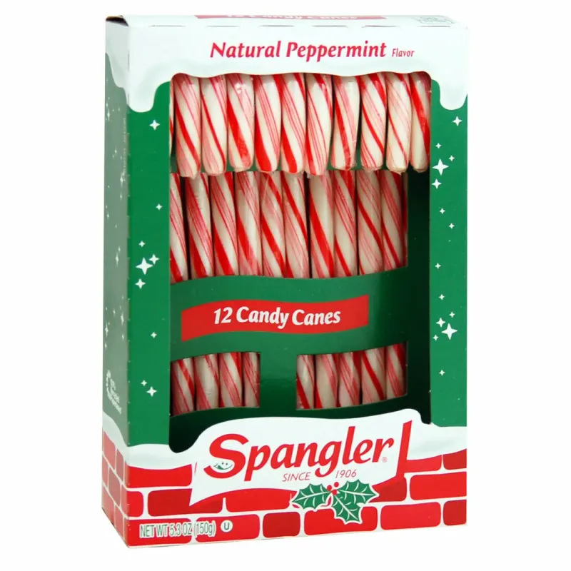 Spangler Natural Peppermint Candy Canes - Box of 12