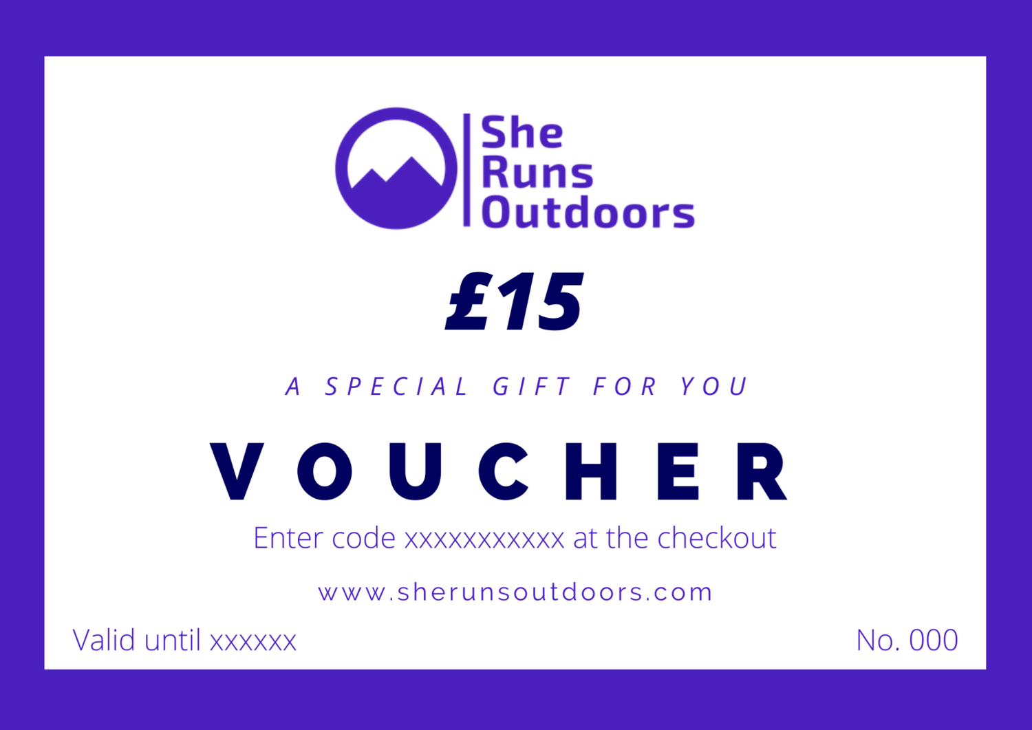 Printable E She Runs Outdoors £15 Gift Voucher Printable E She Runs Outdoors £15 Gift Voucher