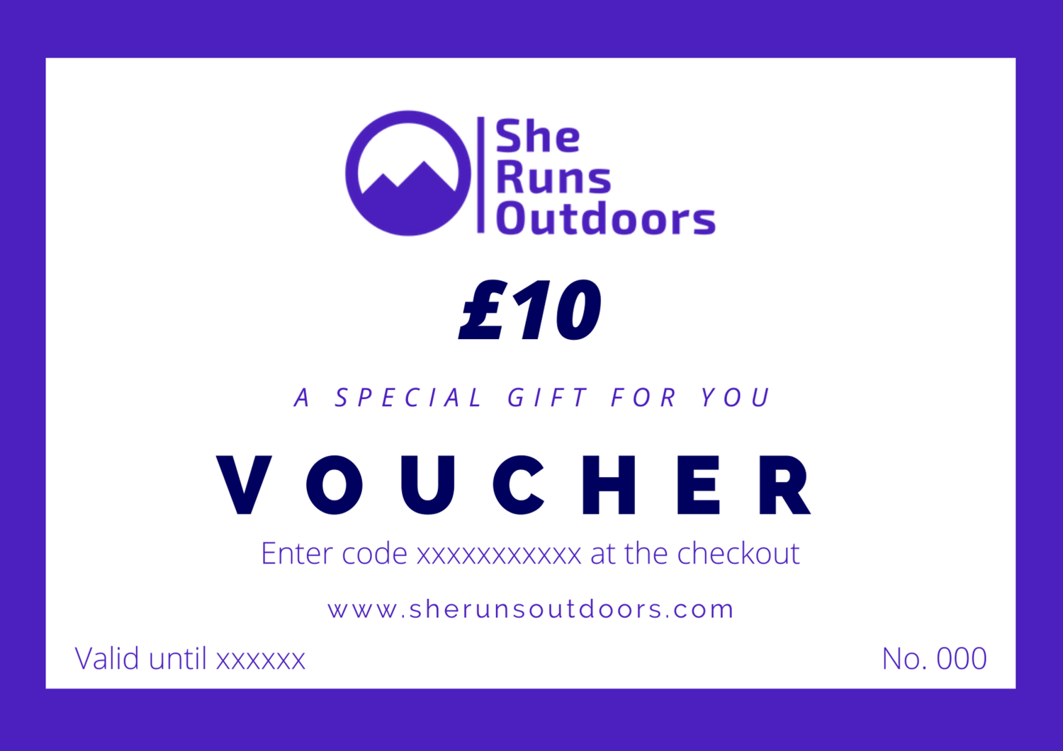 She Runs Outdoors £10 Gift Voucher She Runs Outdoors £10 Gift Voucher