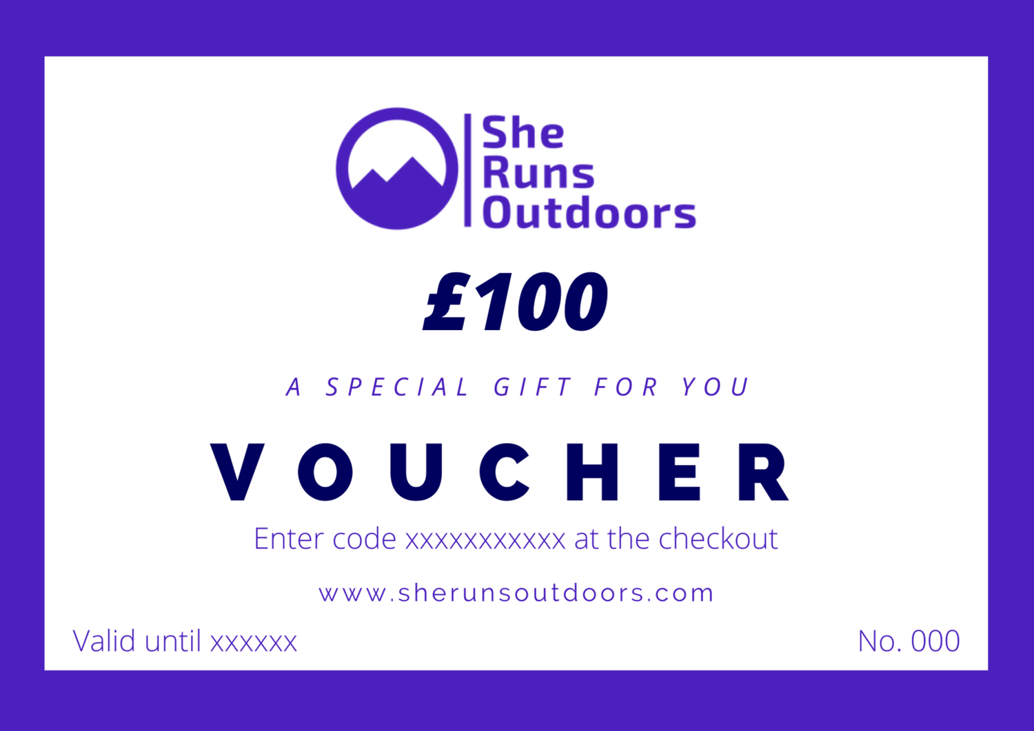 Printable E She Runs Outdoors £100 Gift Voucher Printable E She Runs Outdoors £100 Gift Voucher
