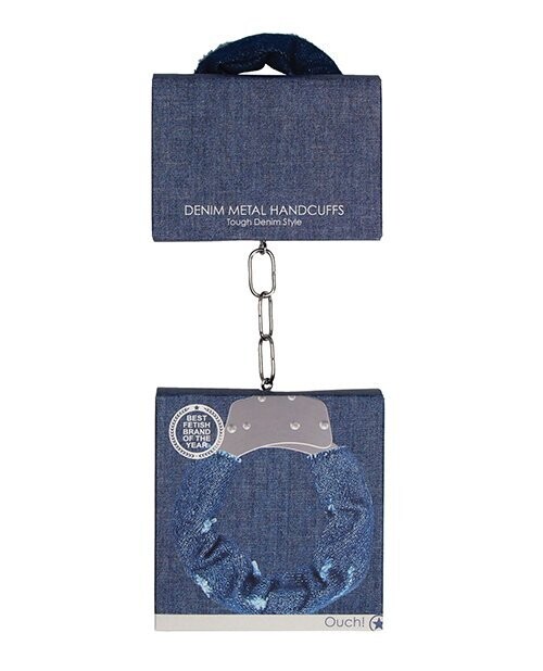 Shots of Ouch Denim Metal Handcuffs (without key)