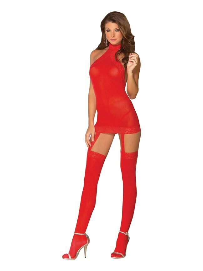 Red Sheer Garter Dress