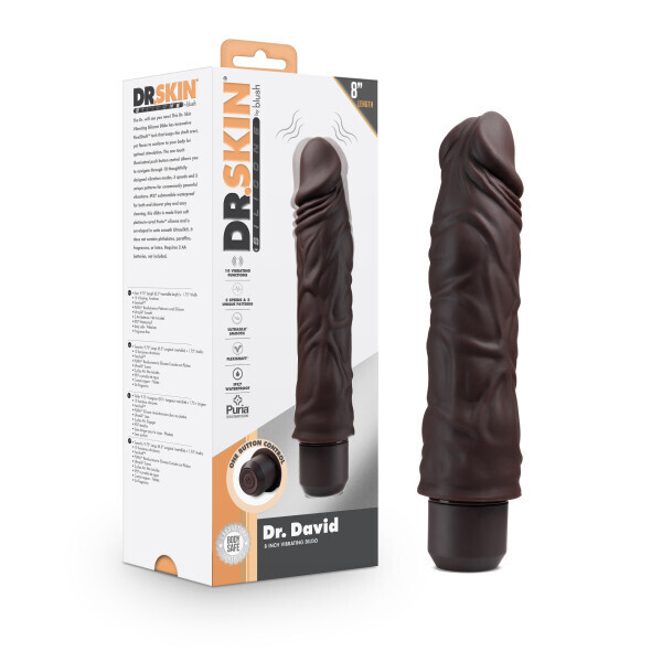 Dr. David Silicone  8 in. Vibrating Dildo Brown