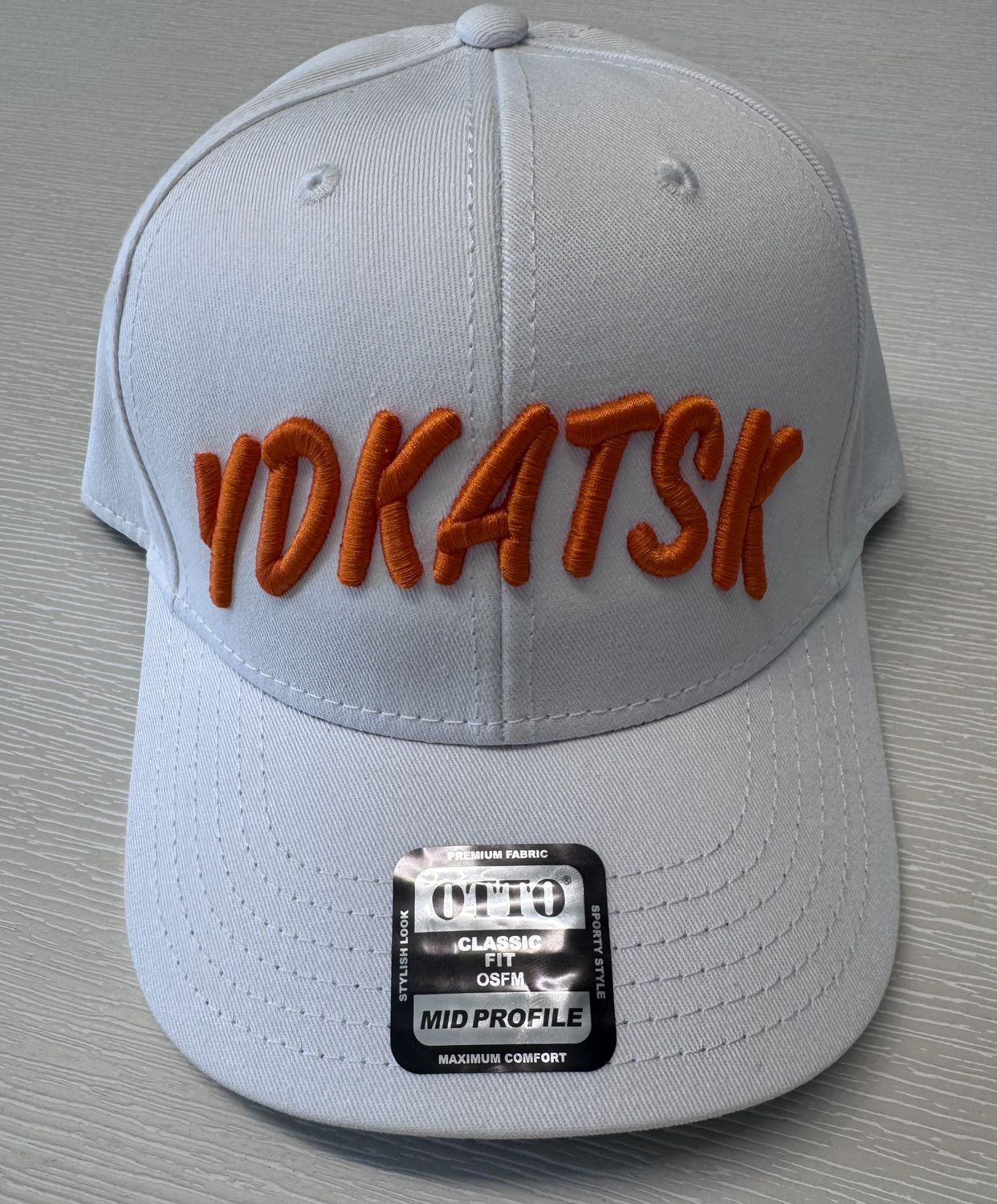 YDKATSK "White/Orange" 5-Panel Mid Profile Baseball Cap