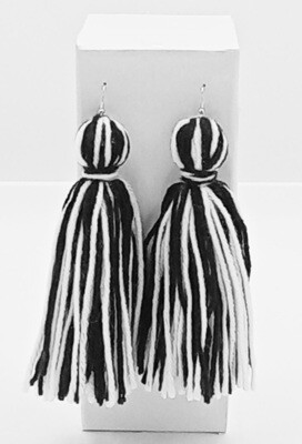 Black and White Yarn Earrings