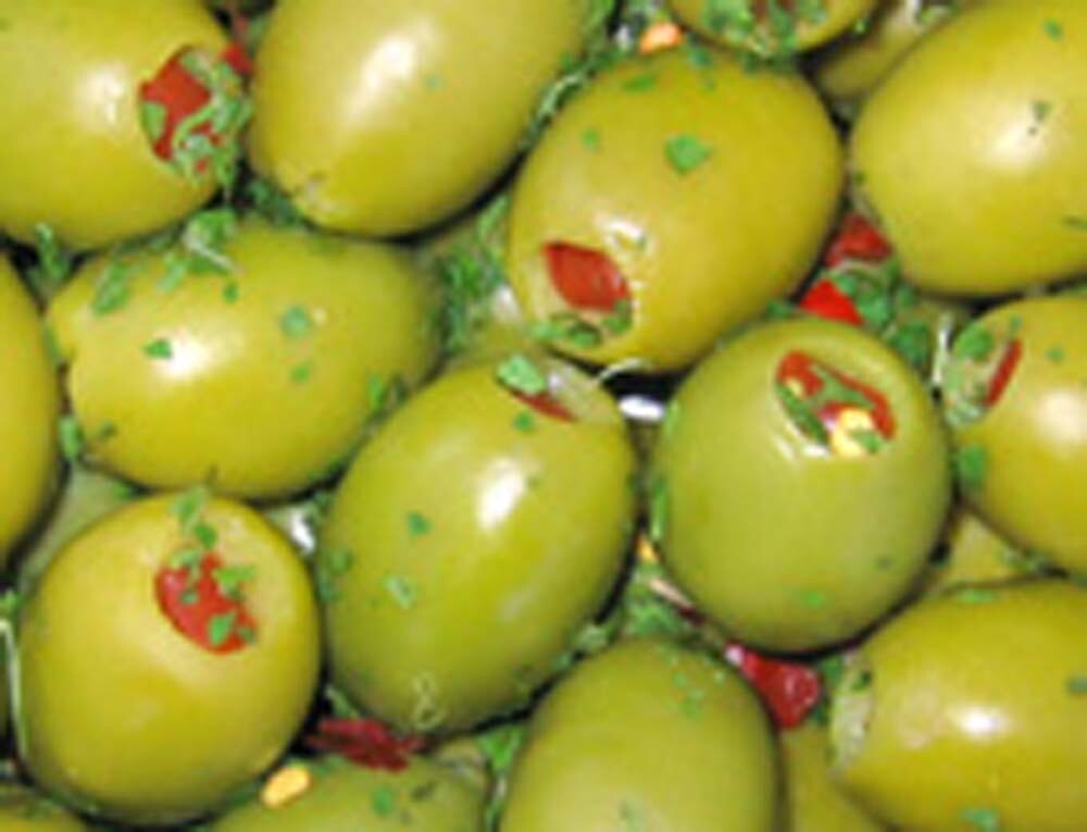 Cod. 036 Olive verdi grandi farcite
al peperone ohne Stein Cod. 036 Olive verdi grandi farcite
al peperone ohne Stein