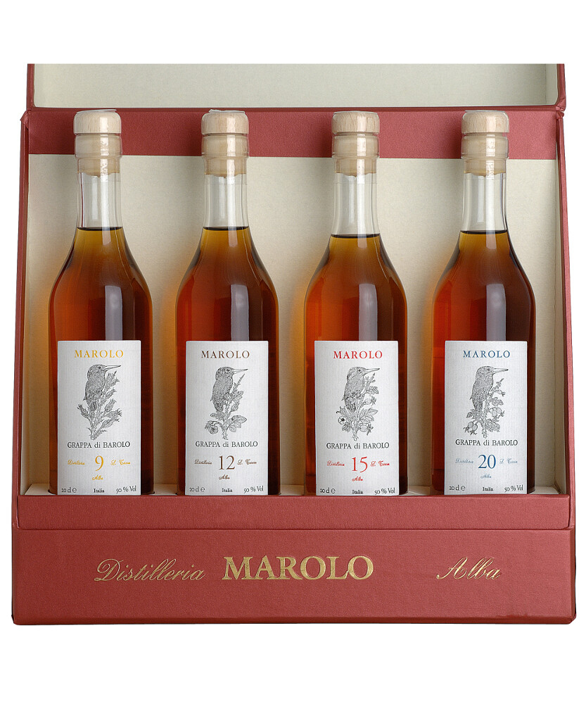 Geschenkset For Four mit je 1 Flasche 20 cl Marolo Grappa