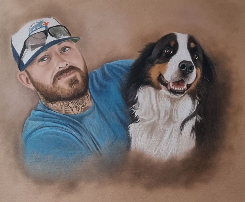 Colour Portrait of 1 animal and 1 human