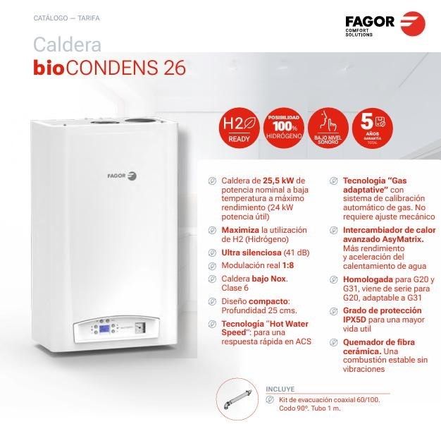 Caldera de condensación gas natural FAGOR Biocondens 26 CON INSTALACION