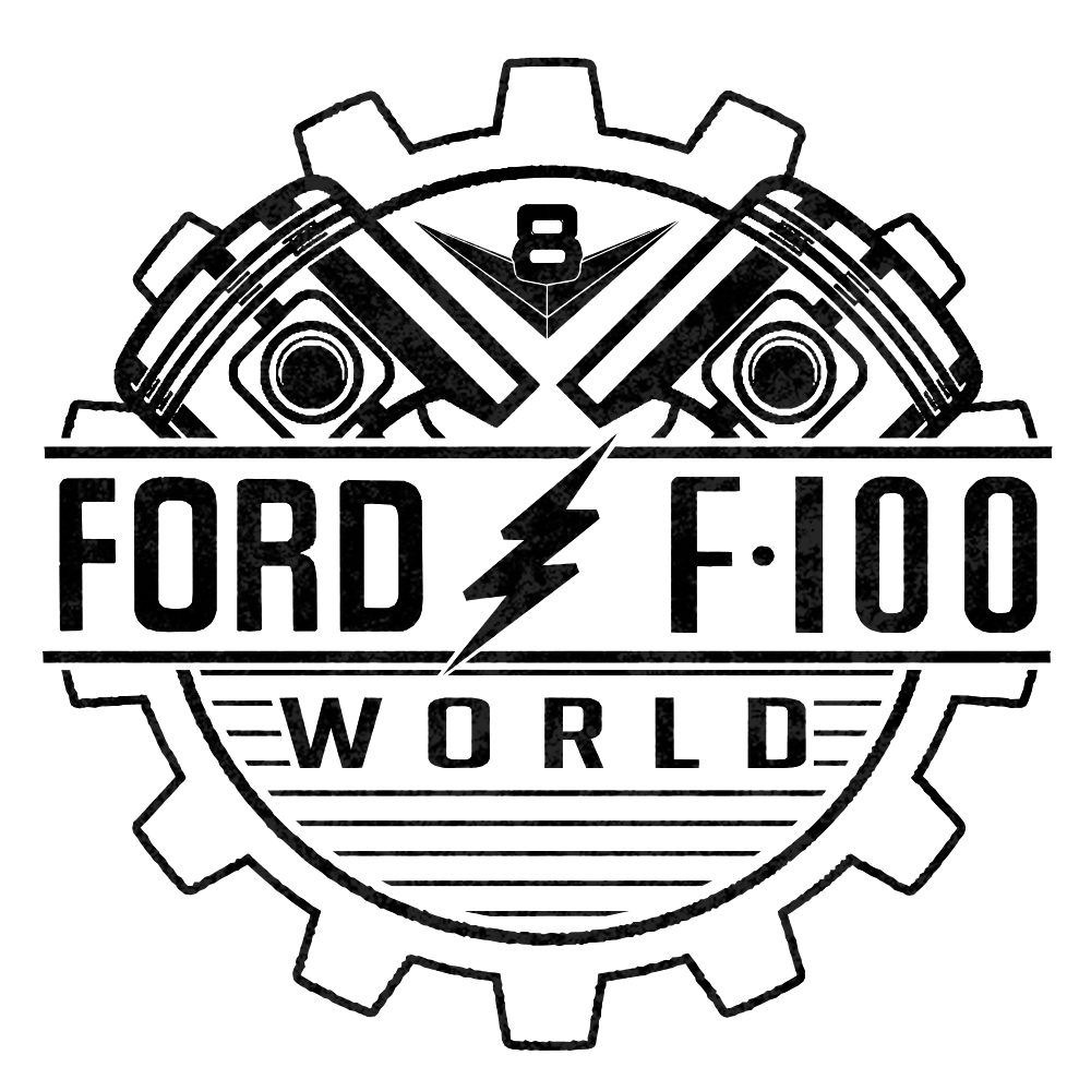 FordF100World Sticker White Black Lettering 3x3