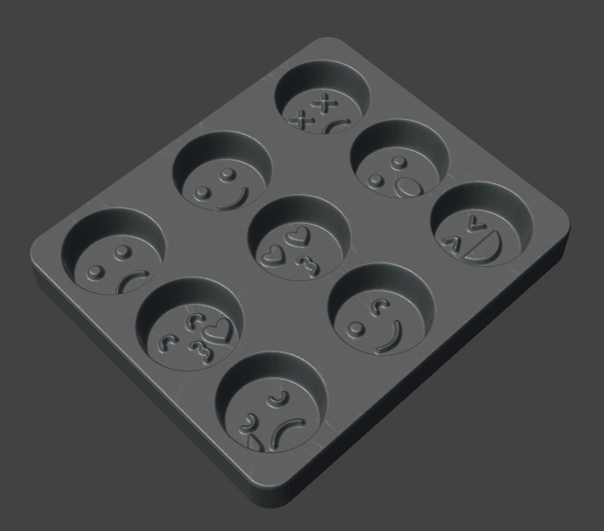 Tray of 9 micro Emojis, perfect to add in mylar bags 
Emojis weigh roughly 6g each .
Tray is 130 x 110mm x14mm height
