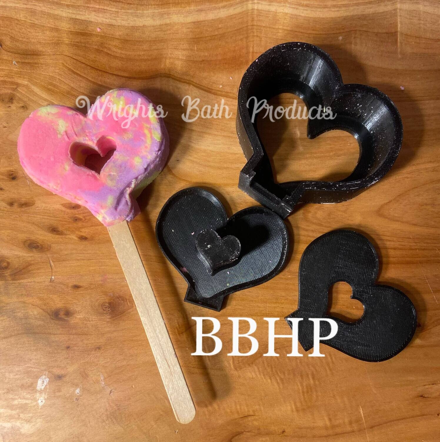 Heart Bubble Bar Mould BBHP EXCLUSIVE 
Approx 75g
This 1 only accommodates  a very small stick
All 3d moulds are made to order. 
can take up to 10 working days lead time at busy periods