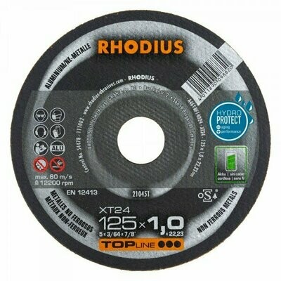 Rhodius XT24 125mm x 1mm x 22mm, aluminium cutting disk 5 per pack